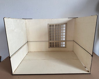 Dollhouse 1:4 Scale - Wooden Roombox for Large Dolls, Collector's Dollhouse Diorama