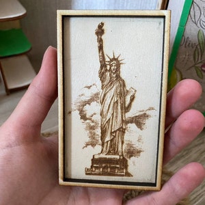 Miniature wall painting Statue of Liberty. Picture for doll houses. Decor and accessories for dollhouses.  Dollhouses Miniature.