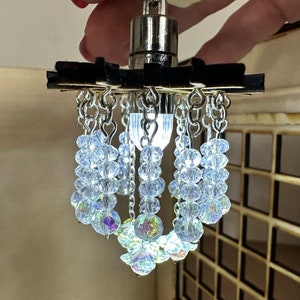 Crystal chandelier for a dollhouse Miniature handmade LED chandelier Ceiling chandelier on a magnet for a dollhouse