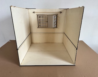 Handmade 1/4 Scale Wooden Doll Room Diorama: BJD Dollhouse Roombox