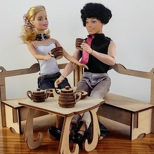 Miniature Coffee Table Set for Dolls 1/6, Dollhouse Living Room Furniture, DIY Doll Furniture