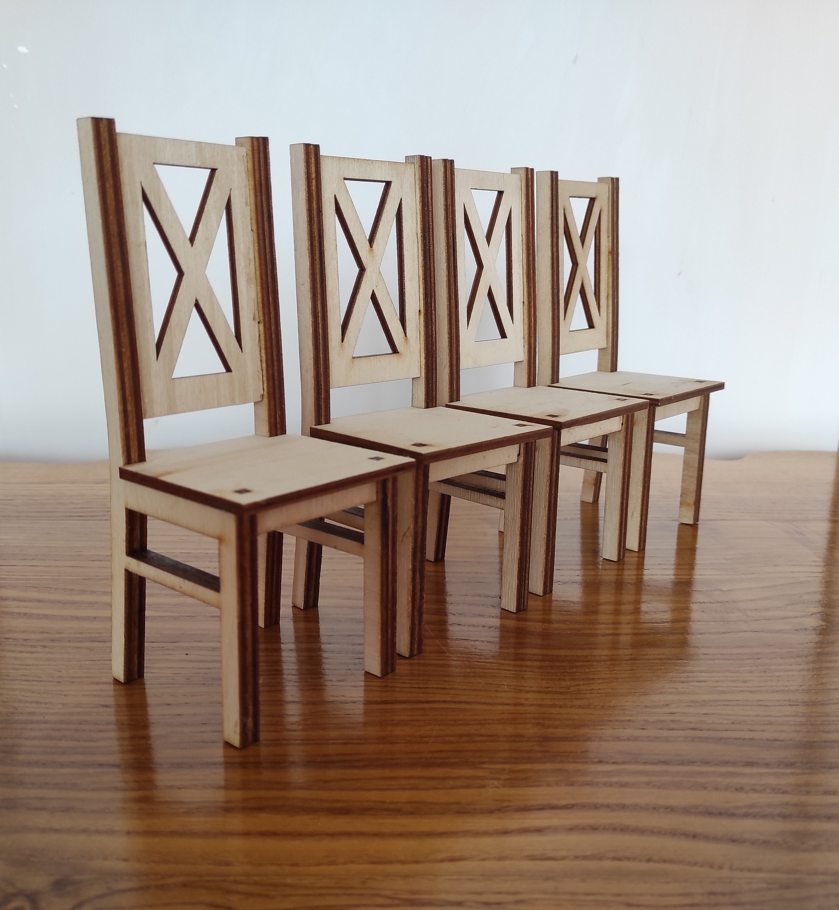 Misppro Table Basse Miniature 1/6 Vintage Bois Avec 2 Fauteuils - Accessoire Maison De Poupée