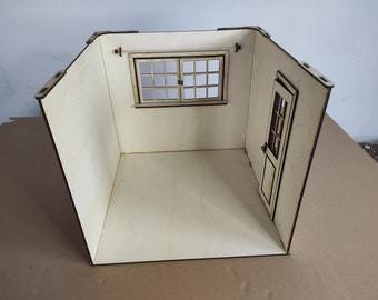 Modular Roombox 1:4 1\6 1\12 | Stackable Dollhouse Room Box with Door & Window Walls