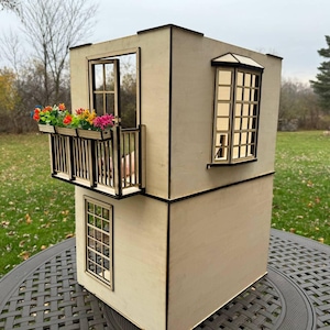 Stackable 1/6, 1\12 Scale Dollhouse with Balcony and Stairs – DIY Room for Collectors & Enthusiasts