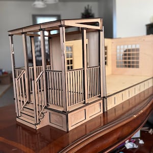 Stackable Miniature Porch for 1:6, 1\12 Scale Dollhouse – Modular Roombox Entryway