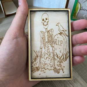 Spooky Skeleton Miniature Dollhouse Painting: Halloween Dollhouse Decor