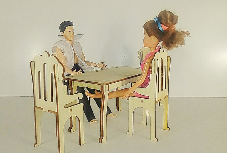 Barbie Set Barbie Table Chairs for Barbie Dining Table Barbie Etsy