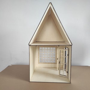 Two-Story Dollhouse with Roof & Windows, 1:12 Scale Stackable Room Box