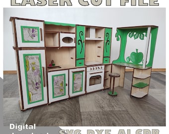Puppenhaus Küche Laser Cut Datei: Miniature Küchenpläne (Digitaler Download)