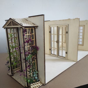 Stackable Dollhouse Room Box with Porch, DIY Doll Diorama, 1\6 & 1\12 Scale