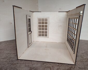 Modular Dollhouse Room Box 1:4 1\6 1\12 | Stackable Roombox with Door & Windows