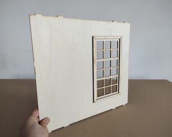 Pared con ventana para casa de muñecas apilable – Interior en miniatura a escala 1/6 y 1/12 para armar uno mismo