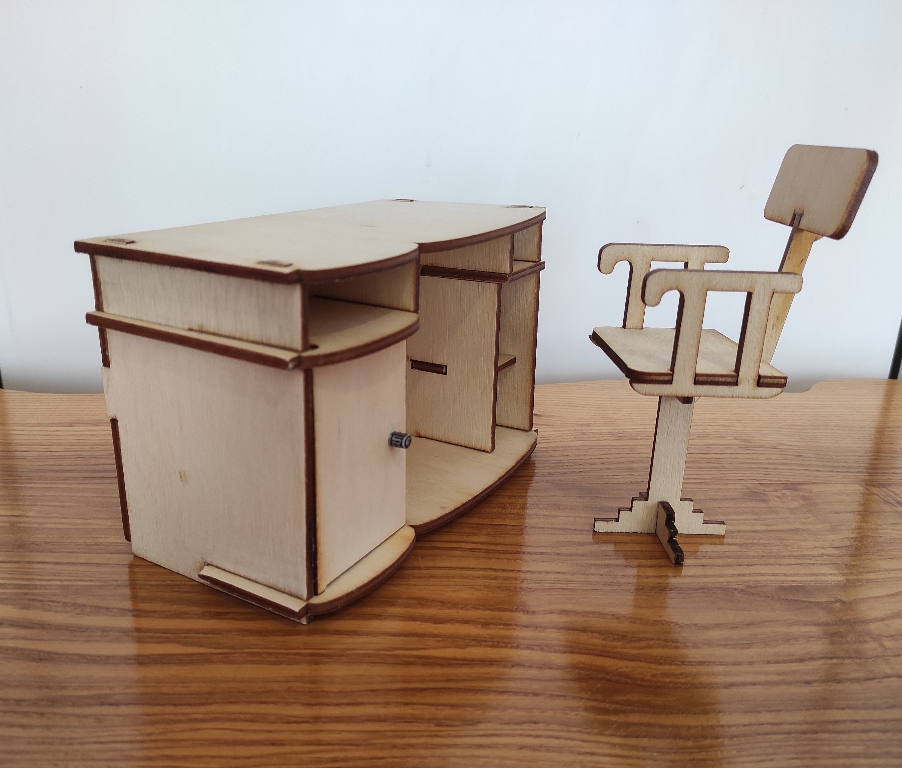 Scrivania E Sedia In Miniatura 1:6, Mobili Per Case Delle Bambole - Foto 4
