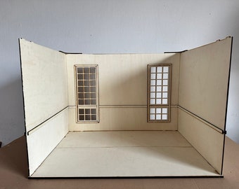 Dollhouse Diorama Room 1:4 Scale - Wooden Room for Large Dolls, Modular Collector Dollhouse Roombox