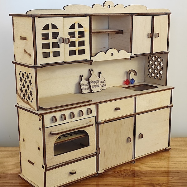 Dollhouse Kitchen 1/6. Miniature kitchen. Doll furniture. Miniature furniture. Dollhouse kitchen. Miniature Doll Furniture. DIY doll kitchen