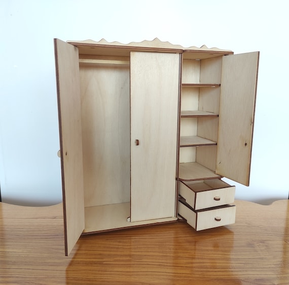 DIY Doll Wardrobe Closet 1 6 Scale Miniature Wooden Dollhouse Furniture Etsy Israel