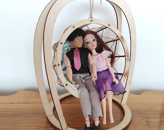 Miniature Hanging Egg Chair 1:6 – Dollhouse Cocoon Swing – DIY Modern Doll Furniture – Handmade Wooden Egg Chair