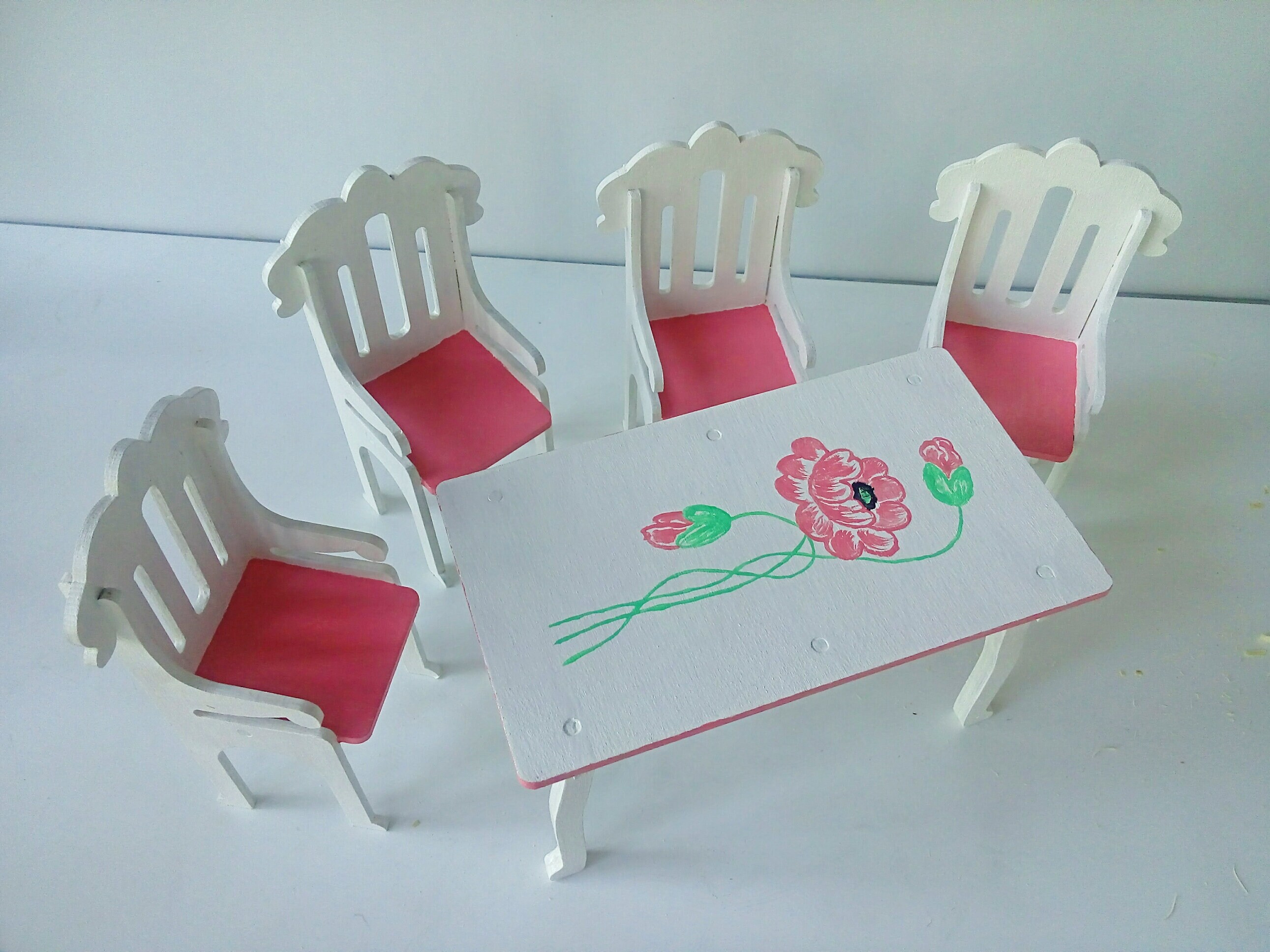 Barbie dining table Table with chairs for barbie Furniture Etsy