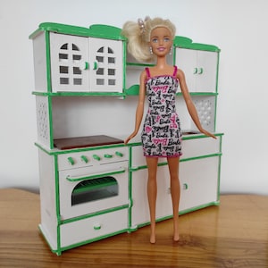 1/6 Scale Dollhouse Kitchen: Miniature Wooden Stove, DIY Furniture Kit