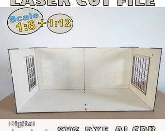 Laserschneidedatei Puppendiorama Sofortiger Download Puppenzimmerbox im Maßstab 1\6 und 1\12