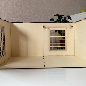 1/12 Scale Wooden Dollhouse Roombox – DIY Miniature Collectible