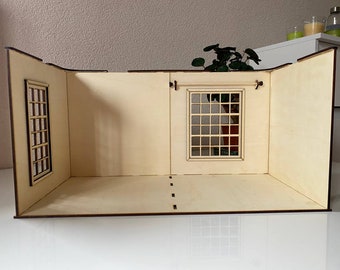 1/12 Scale Wooden Dollhouse Roombox – DIY Miniature Collectible