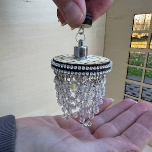 Miniature Crystal Chandelier for Dollhouse | Magnetic Ceiling Mount, Elegant Design
