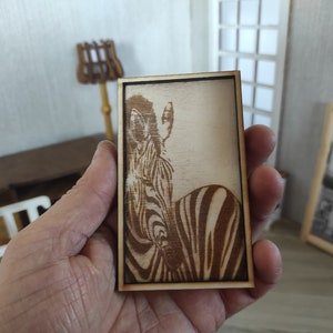 Miniature Zebra Painting: Dollhouse Wall Art, 1/6 Scale
