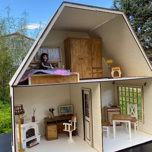 2-story Dollhouse. Miniature Dollhouse. Dollhouse With Big Windows. Dollhouse Build Set ...