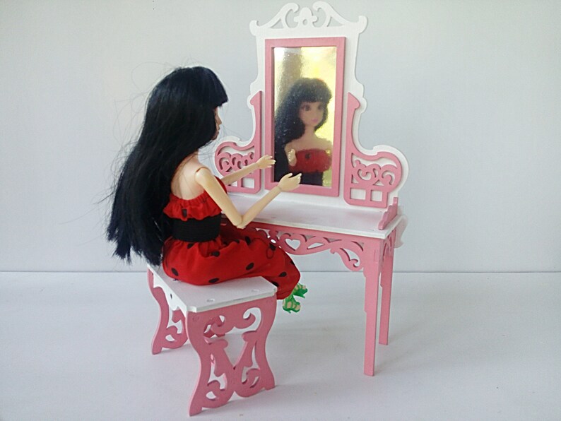 Barbie Makeup Table Doll console mirror Furniture for barbie Etsy
