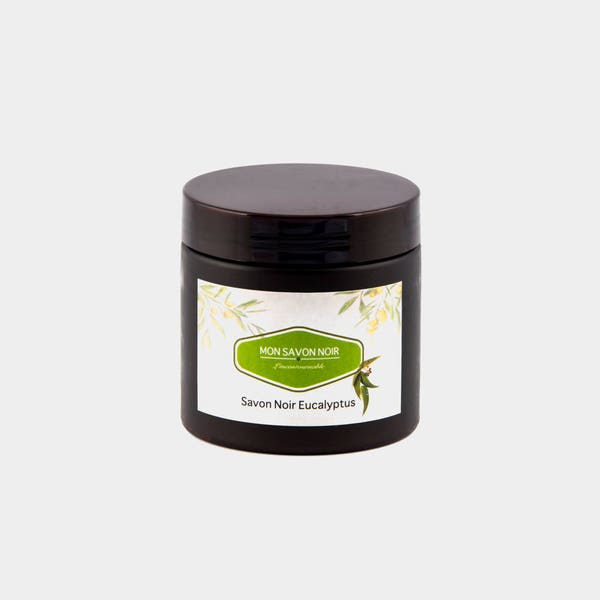 savon noir, eucalyptus, cosmétique, hammam, naturel, bio, gommage, exfoliant, purifiant, vitamine E, savon beldi, soin corps, visage, beauté