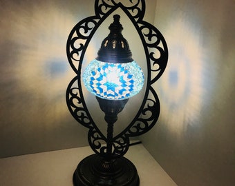Türkische Marokkanische Mosaikkunst Handgemachte Atemberaubende Einzigartige Tisch Schreibtisch Nachttisch Nachttisch Akzent Lampe Lampenschirm Antike Bronze Farbe