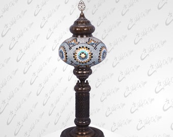 Turkish Moroccan Mosaic Art Decorative Christmas Standing Lamp Contemporary Bedside Night Lamp Light Antique Bronze Color XX-Large Lamp