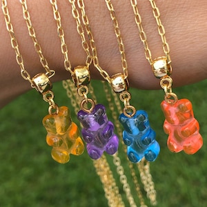 Necklace Gummy Bear 14K Gold Plated 13 Different Colors for Choose ...