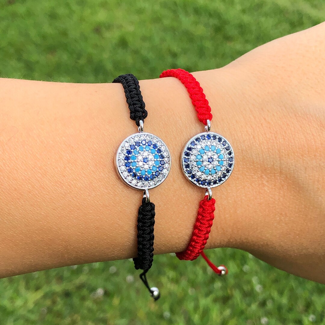 Evil Eye Bracelet Red String Evil Eye Black Macrame Eye Etsy