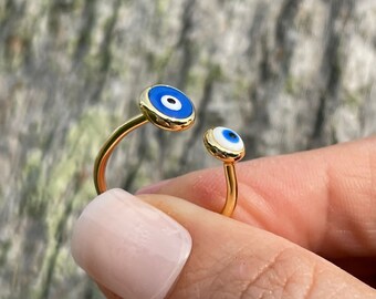 Ring Evil Eye, Eye Ring With CZ, Gold Plated Eye Ring, White