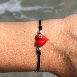 Evil Eye Bracelet Red Heart Shaped Black String Bracelet Handmade Lucky Eye Heart Beaded Bracelet Love Protection Mal De Ojo Bracelet Amulet