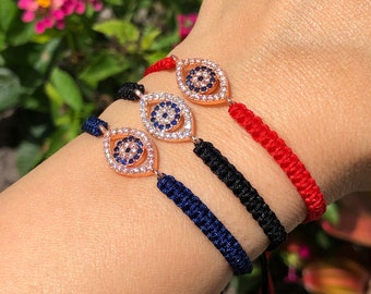 10 Pezzi Braccialetti Filo Rosso Con Occhio Turco Portafortuna - Bracciale Malocchio Kabbalah Fatti A Mano, Regalo Unisex Per Uomo E Donna, Moderno