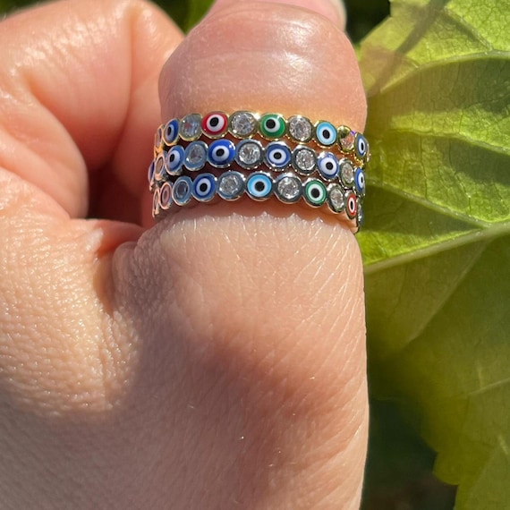 CZ Ring Evil Eye Evil Eye Charm Ring 