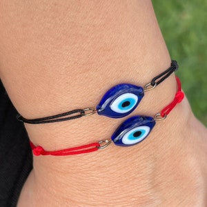 Turkish Glass Evil Eye Bracelet, Red String Bracelet, Black String Bracelet, Potection Bracelet, Pulsera Mal De Ojo, Kabbalah, Gift For Luck