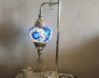 Mosaic Lamp Turkish Moroccan Table Desk Bedside Nightstand Accent Lamp Street Light Lampshade Silver Color Handmade Lamp Street Lamp Small