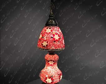 Pear Globe Based Turkish Moroccan Mosaic Art Standing Contemporary Table Bedside Night Accent Lamp Light Lampshade Unique Design Lamp