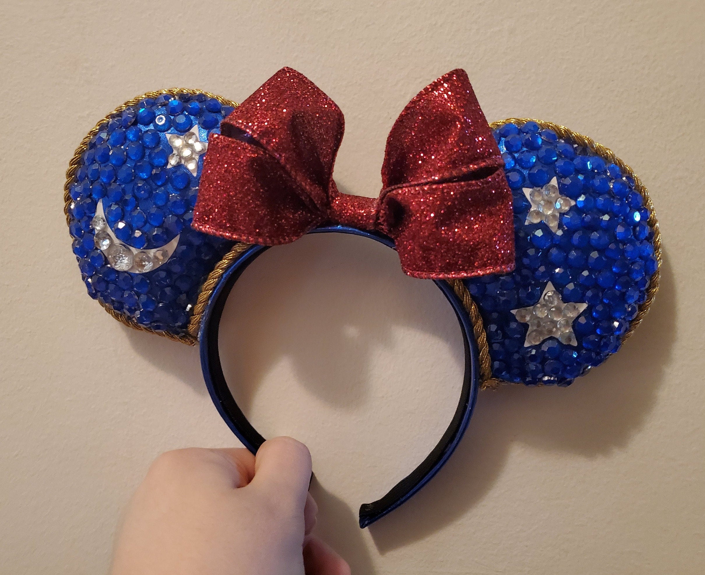 Disney Parks Sorcerer Moon & Stars Minnie Mouse Ears Headband Jewel Gold Bow Minnie Mouse Disney Multicolored Gem Ears Headband - Minnie  main image 4