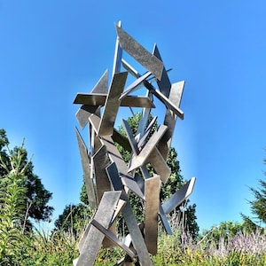 Large Outdoor Indoor Sculpture "Hysteria" Metal Steel Rustic Industrial Modern Contemporary Original Art by Sebastian R.