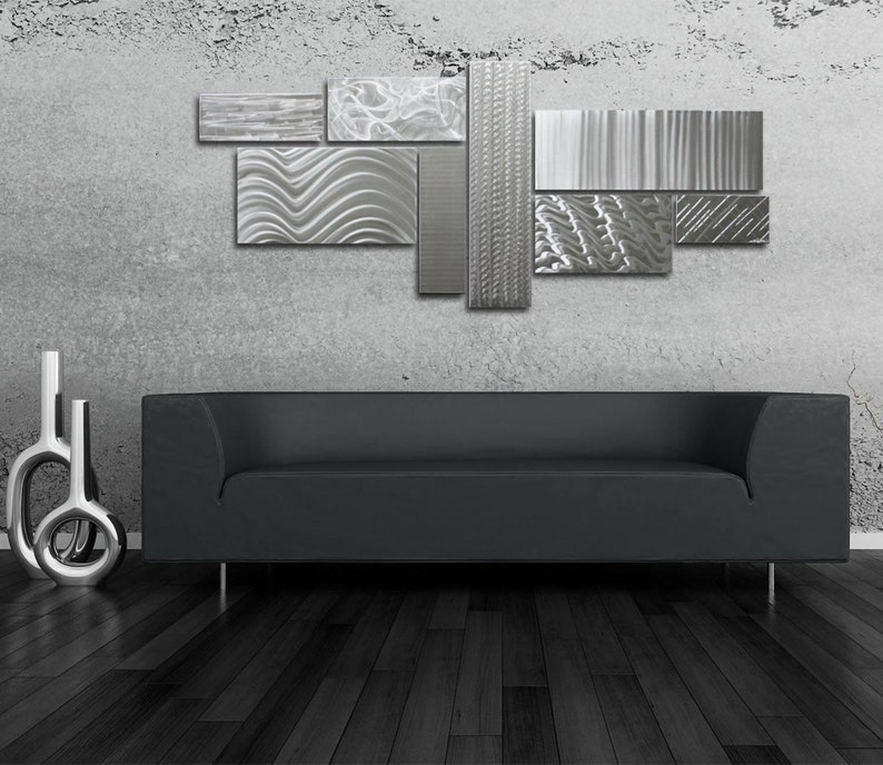 Huge Multi Panel Modern Metal Wall Art Sculpture Painting Etsy