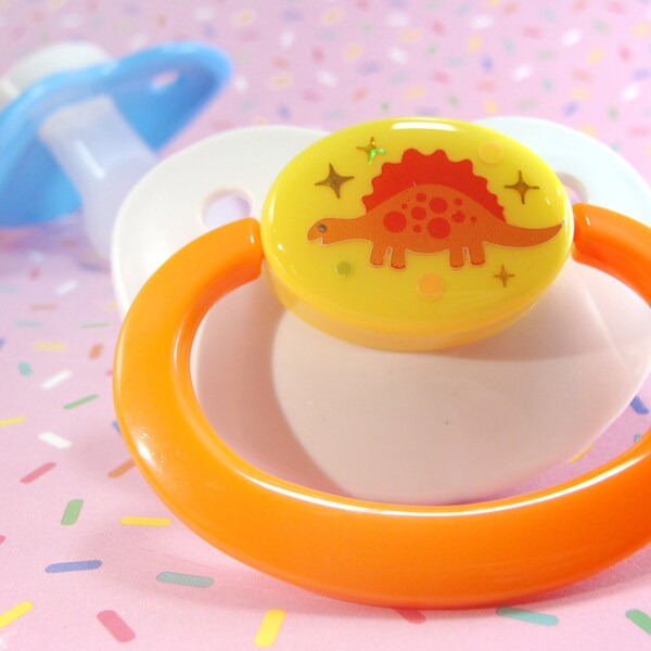 Orange Stegosaurus Dinosaur Adult Pacifier ABDL