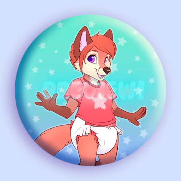 Babyfur Diapered Fox Pin Button