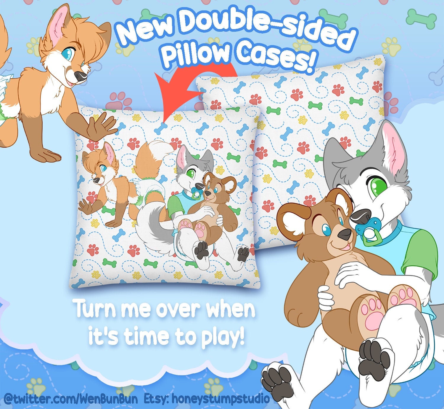 Babyfur Let's Play Pillow Cover ABDL - Etsy