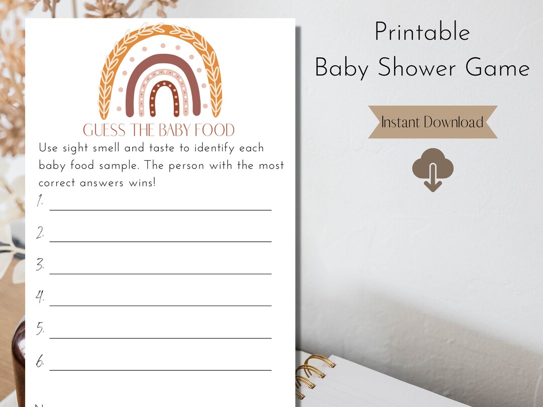 Guess the Baby Food Baby Shower Game Rainbow Baby Shower Etsy