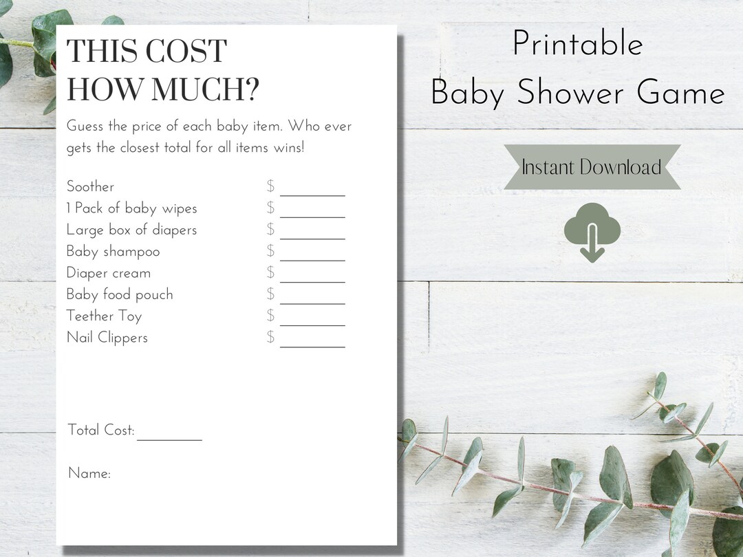 Baby Shower Game, This Cost How Much Baby Shower Games, Minimalist Baby
